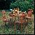 Banana Leaf Abaca Round Dining Table And Chair Combined With Mahogany Frame