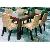 Short Rattan Dining Chair And Mahogany Table In Set