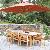 Orange Umbrella Set Outdoor Dining Chair And Rectangular Extension Table Teak Garden Furniture