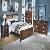 Abf-011 Minimalist Bedroom Set With Leather Headboard Mahogany Teak Wooden Indoor Furniture
