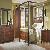 Mahogany Minimalist Panel Canopy Bedroom Set Teak Wooden Indoor Furniture