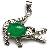 Elegant Sterling Silver Tibetan Emerald Jade Crocodile Amulet Pendant