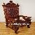 Carved Mahogany King Winged Lion Gothic Throne Chair